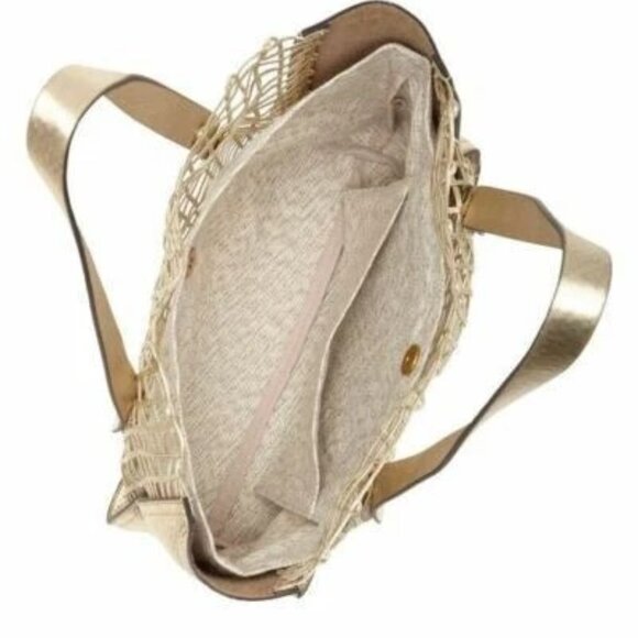 VINCE CAMUTO-Small Jeana Tote-Gold Leather-2 in 1 Bag-Current Collection-NWT - Picture 2 of 5